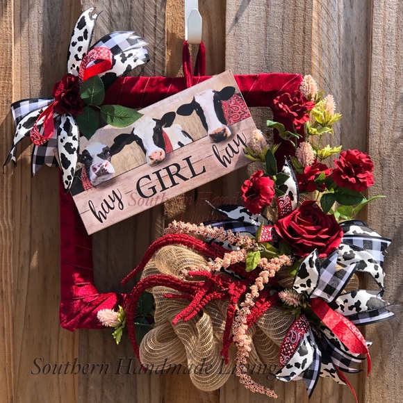 “Hay Girl Hay” cow wall wreath - Picture 1 of 2